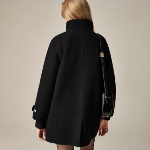 JCrew Womens Italian Stadium-Cloth Wool Blend Toscana Coat CE180 Black Sze 6 NWT - Picture 5 of 9